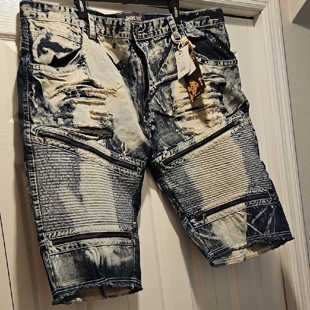 Vintage Smoke Rise Distressed Zippers Bleached Skate Grunge Y2K Jeans Shorts